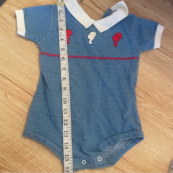 Vintage Babygro By Gerber One Piece Blue Nautical Seahorses  Size 18-27lbs - Picture 12 of 12
